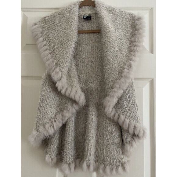 Love Token - Genuine Rabbit Fur Trim Vest - Size Small -beige - MSRP $169 - Picture 2 of 14